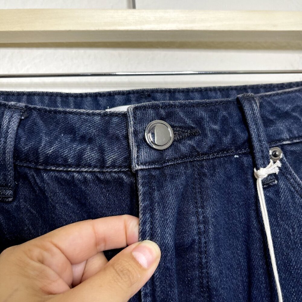Good American Denim Skirt Sz 6/28 Mini Blue Frayed Hem Miniskirt 100% Cotton NEW - Picture 6 of 14